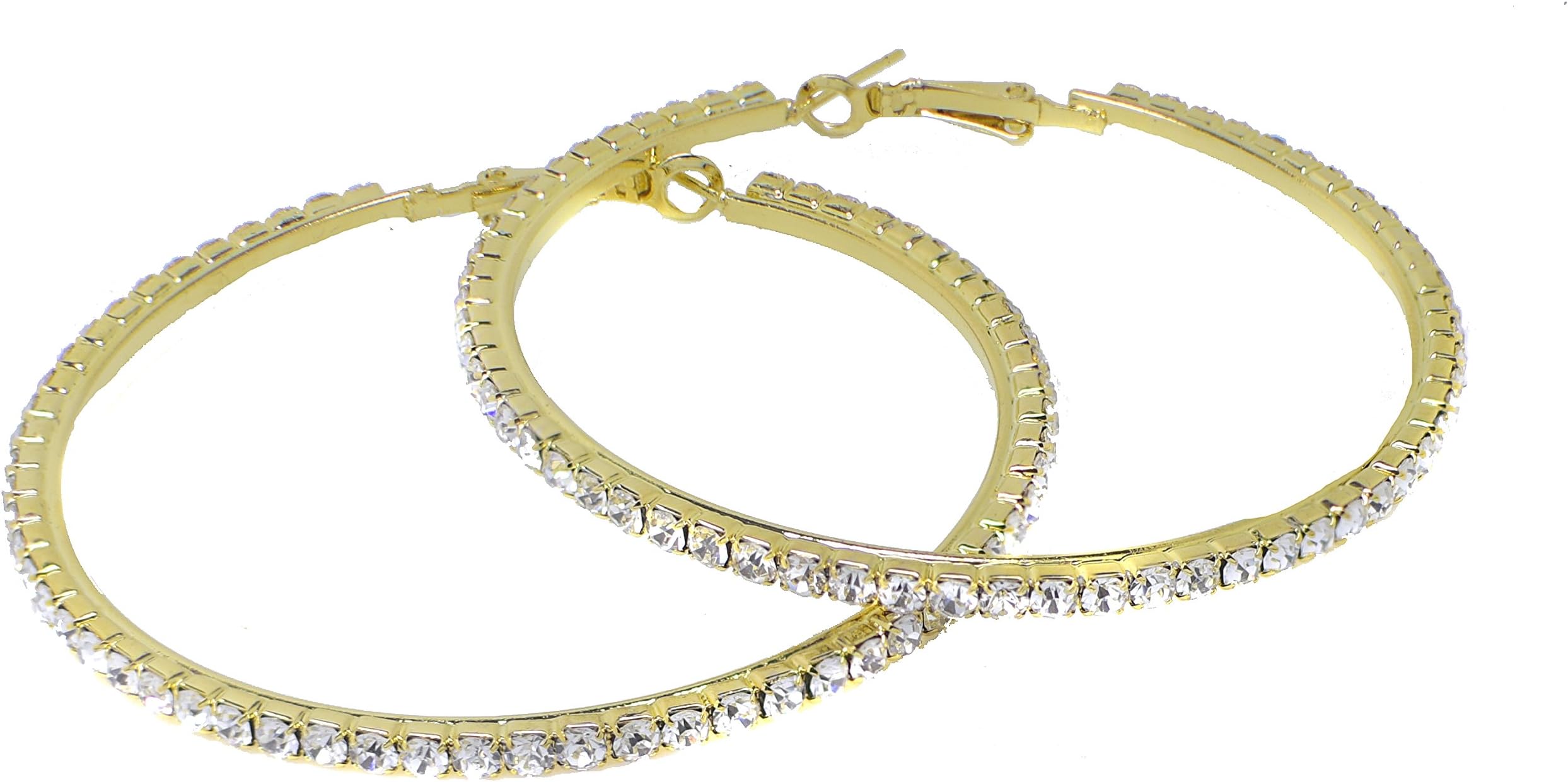 Caprilite7cm Gold Plated Diamante Crystal Rhinestone Large Hoop CZ Earrings