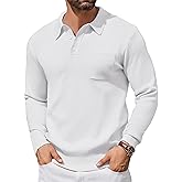 COOFANDY Mens Long Sleeve Polo Sweater Knit Polo Casual Thermal Pullover Sweater with Pocket