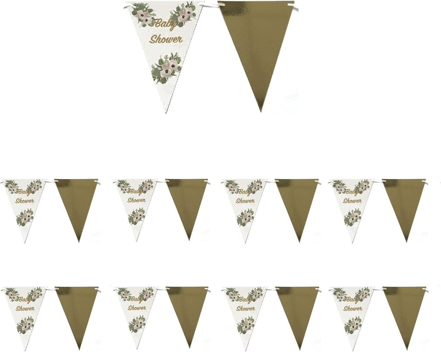Baby Shower Unisex 24pcs Decoration Bundle Sage Green Gold, Neutral Gender Reveal Banner Garland, Bunting, Confetti - Image 4