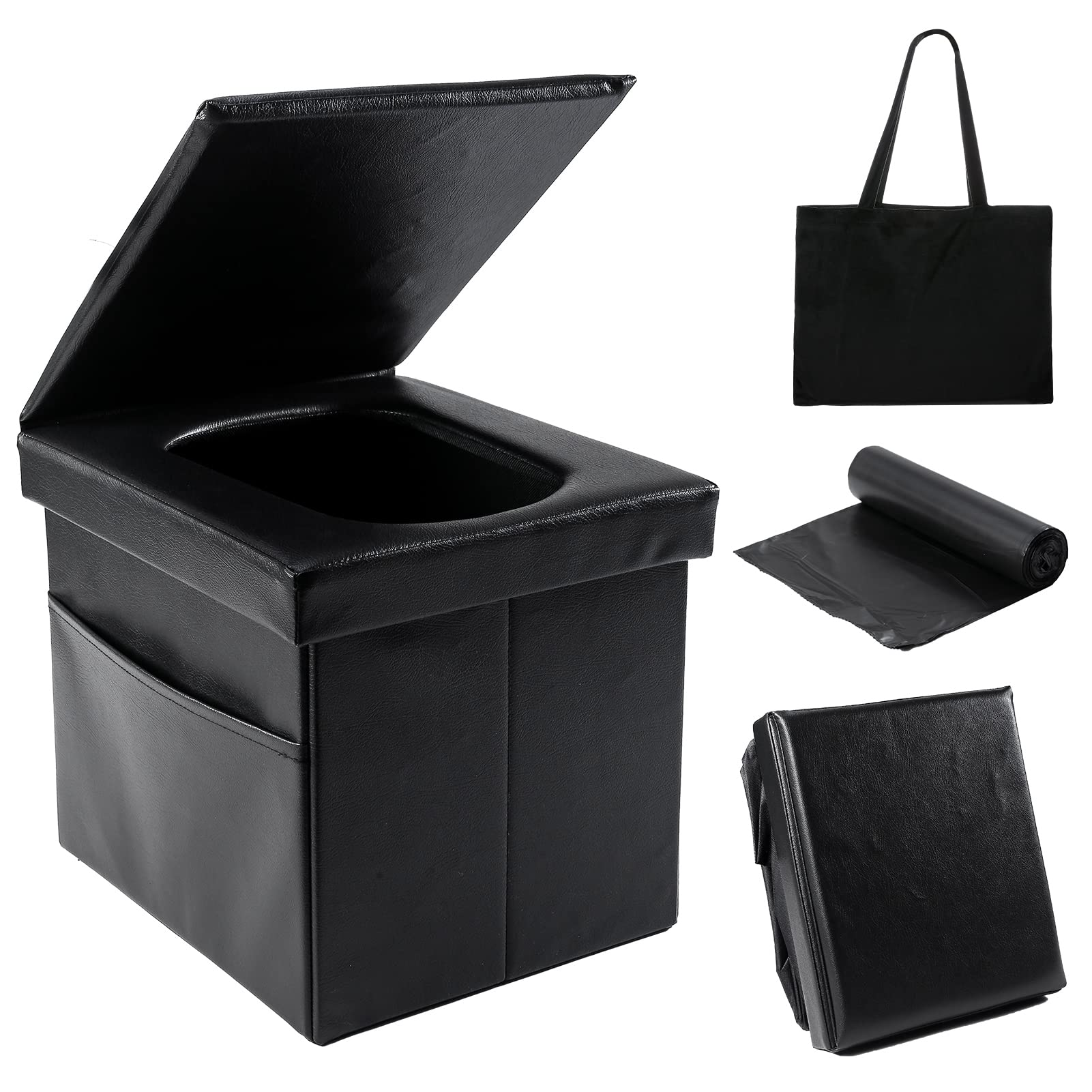 Upgraded Portable Toilets for Adults, Outdoor Folding Camping Toilet with Soft Lid & Seat, Travel Toilet Porta Potty Loo Max Load 200kg, Ideal for Hiking, Car Traffic Jams, Festivals, Fishing