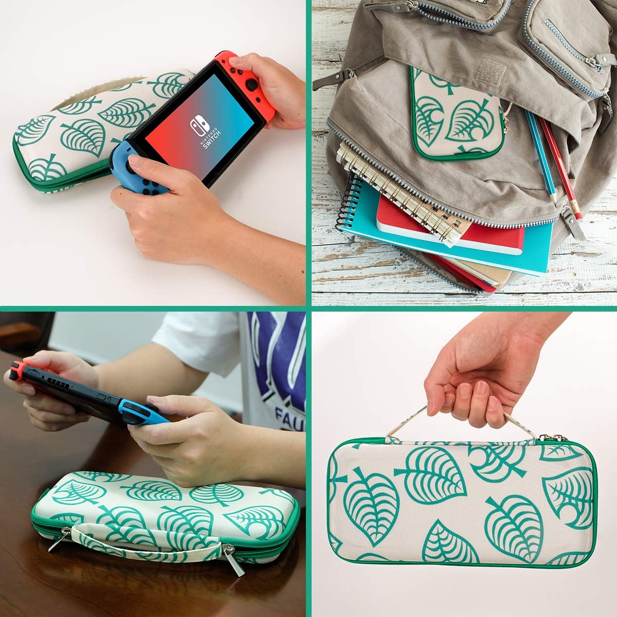 Carrying Case for Nintendo Switch,Travel Carry Cover Hard Shell Storage for Leaf Crossing NS Console and Accessories,Slim Protective Portable Travel Pouch Bag with 10 Game Card Slots for girls boys: Electronics