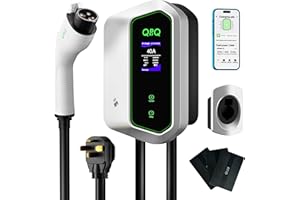 QPQ Level 2 EV Charger 40 Amp 240V EV Charger for Home Level 2, EV Car Charger with NEMA 14-50 Plug 25FT Cable, Swipe Card or Smart App Wall Electric Vehicle Charging Stations for J1772 Indoor/Outdoor