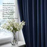 Deconovo Thermal Insulated Curtains Eyelet Blackout Navy Blue 52x63 Inch 1 Pair view 9