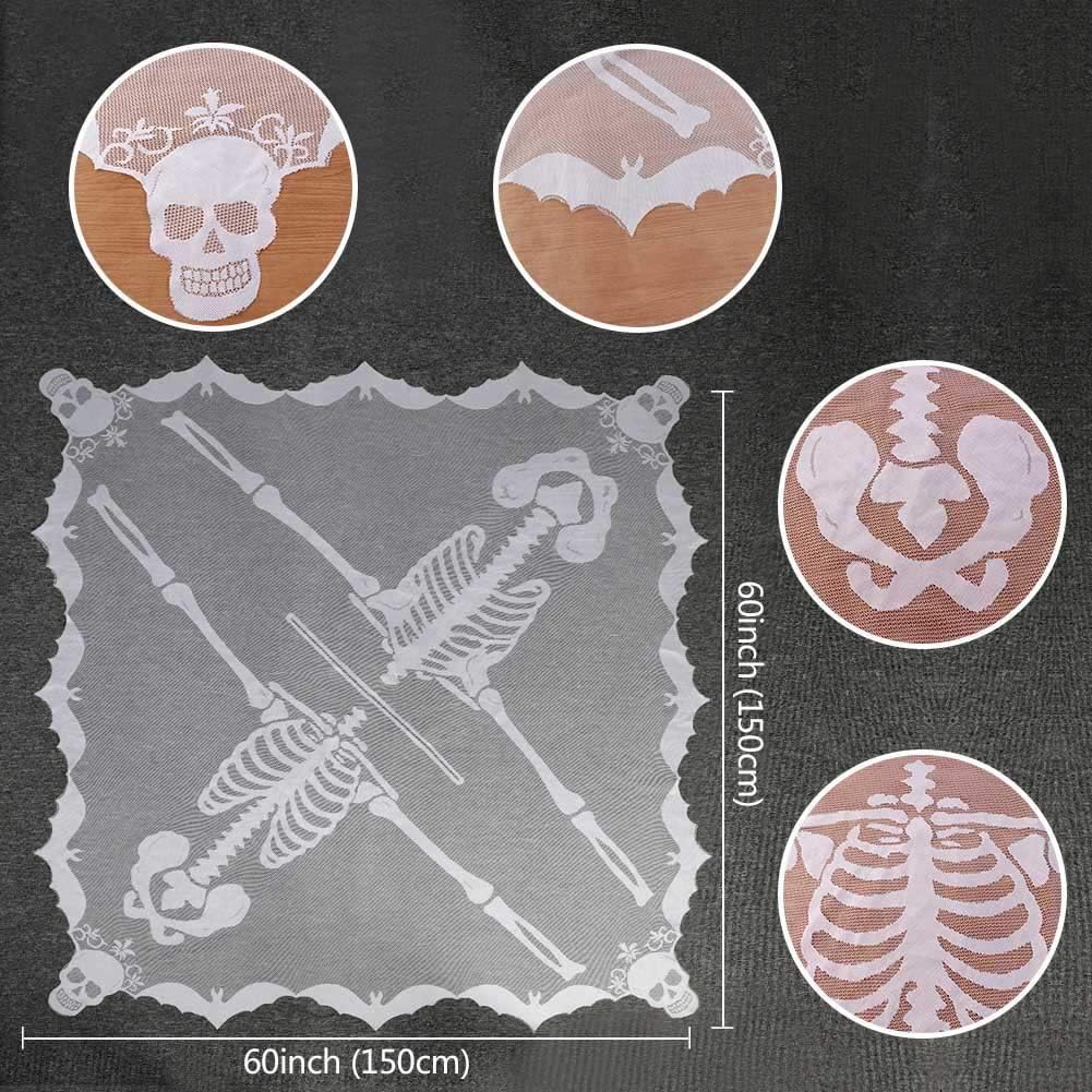 OurWarm Halloween Poncho White Lace Skeleton Poncho for Women, Day of The Dead Costume 60 x 60 Inch: Clothing