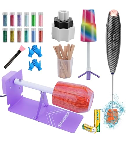 Cup Drying Stander Holder For Epoxy Tumblers - DIY Glitter Cup Turner Kit With 4 Color Foam Pads