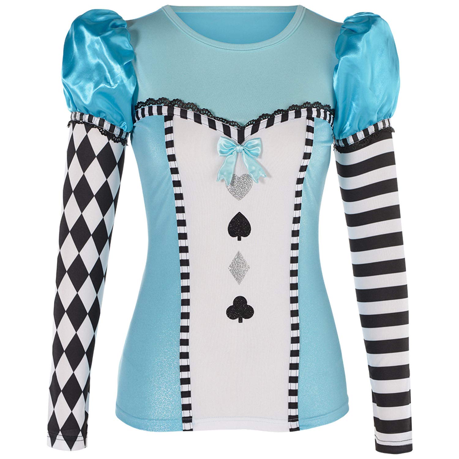 Yummy Bee Alice In Wonderland Costume Adult Long Sleeved Top - Womens Alice in Wonderland Costume Accessories - Plus Size Halloween Fancy Dress for Women - Size 8-18 (14-18)