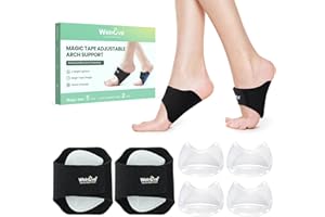 Arch Support Inserts for Men & Women - Welnove 6mm & 10mm Adjustable Heights Arch Pads - Non-Slip Arch Braces Bands for Plant