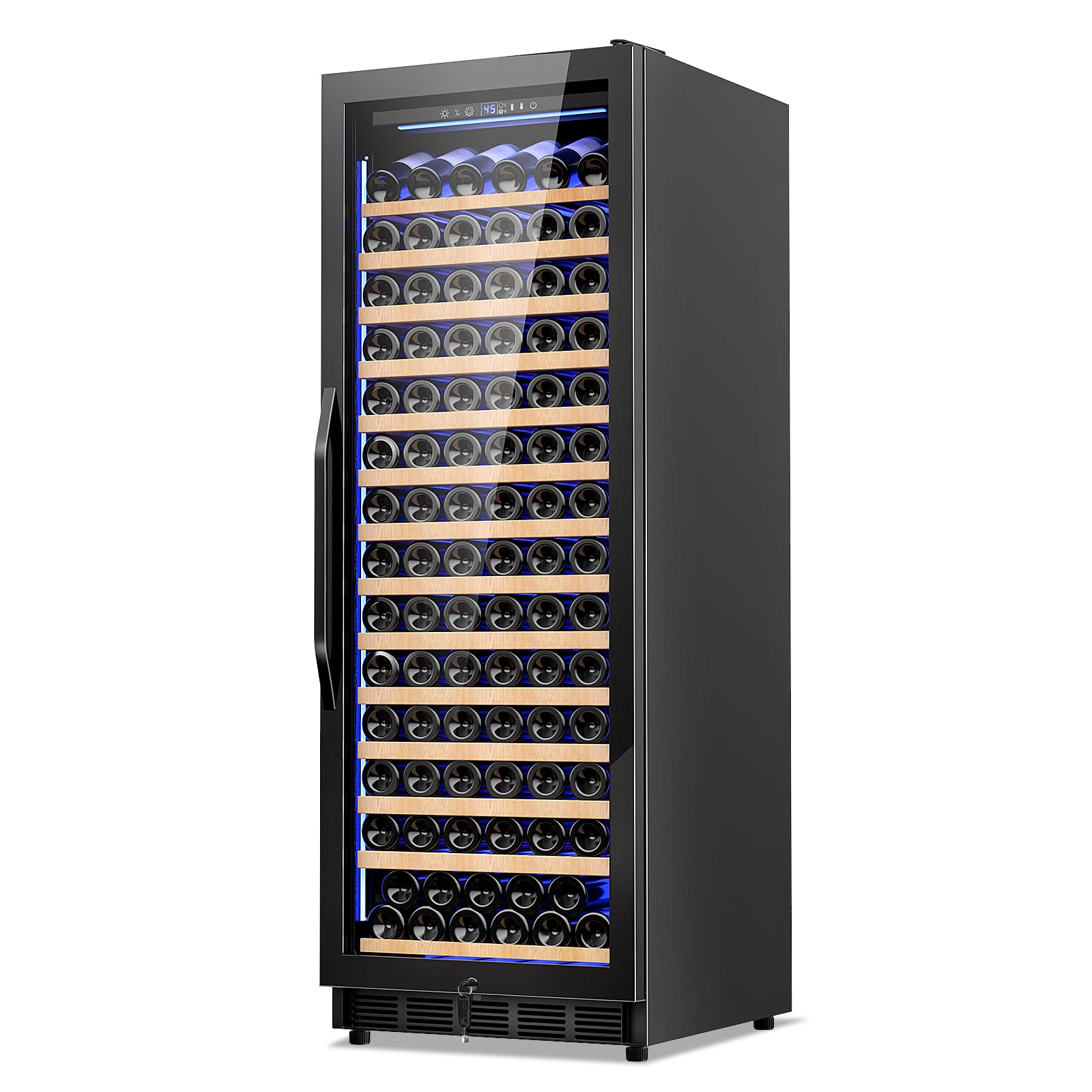 Photo 1 of Wine Fridge Freestanding,173 Bottles 24 Inch Wine Cooler Refrigerator, Tall Wine Fridge with Compressor Low Noise Fast Cooling, Wine Cellar with Upgraded Door Handle Sliding Rail Shelves, Black