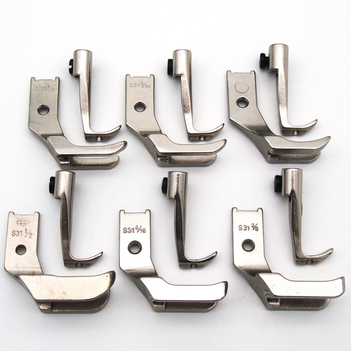 CKPSMS brand-6SET piping walking feet Compatible with/Replacement for CONSEWBrand 206RB 225 226R JUKI brand LU-562/563/1508 Single needle walking foot industrial machine(S32 1/8+3/16+1/4+5/16+3/8+1/2)