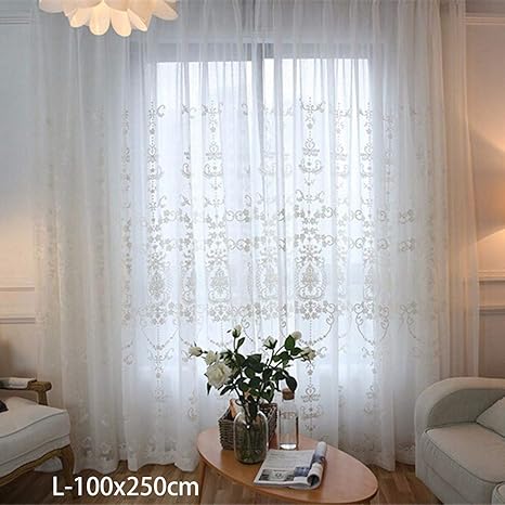 Buy Sibina Professional Embroidered Sheer Curtains White Floral