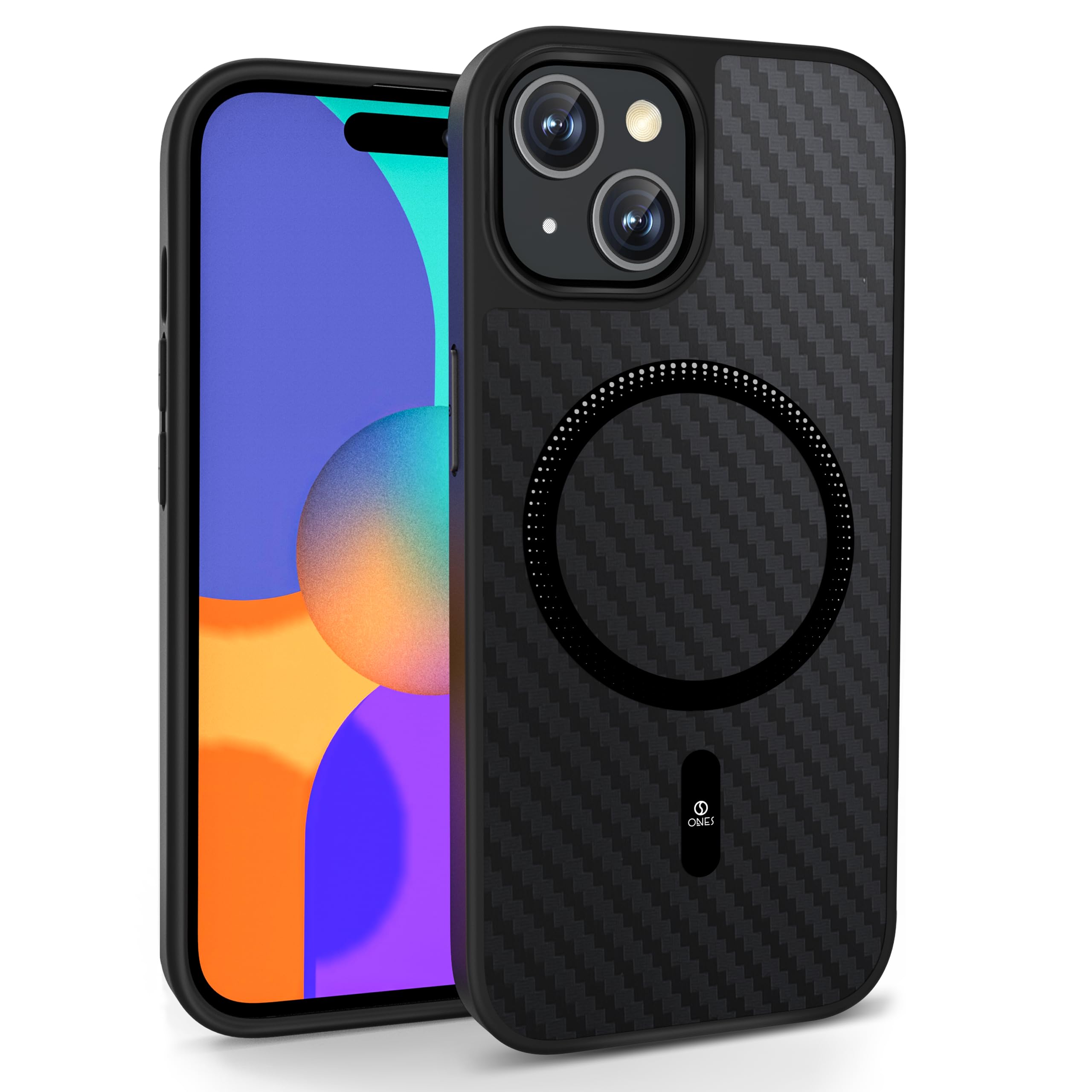 ONES Magnetic for iPhone 15 Case, [Compatible with MagSafe][Military-Grade Drop Protection] Carbon Fiber Pattern, Shockproof Protective Hard Back Cover for iPhone 15 Phone Case, Black