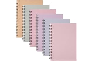 Fuutreo 6 Pack Spiral Notebooks 10.5 x 7.45 Inch College Ruled Journal with Kraft Cover, B5 70 Sheets (140 Pages) for Stundent Study and Office Use(Cute Color)