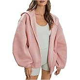 SweatyRocks Women's Oversized Zip Up Hoodies Casual Long Sleeve Sweatshirts Track Jackets with Pockets