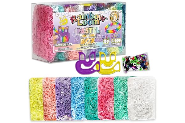 Rainbow Loom Treasure Box Pastel, Small | Includes 8 Different Pastel Colors, 150 Colored C-Clips, and DIY Bracelet Making Cr