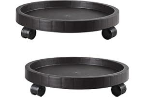 NAZKAEN 2 Pack of 14.2 Inch Planter Caddies Rolling Saucer Caddy with Wheels, Heavy Duty Wheeled Stand for Potted Plant, Round Coaster Roller Base Tray with Casters, Flower Pot Dolly Holder for Indoor Outdoor