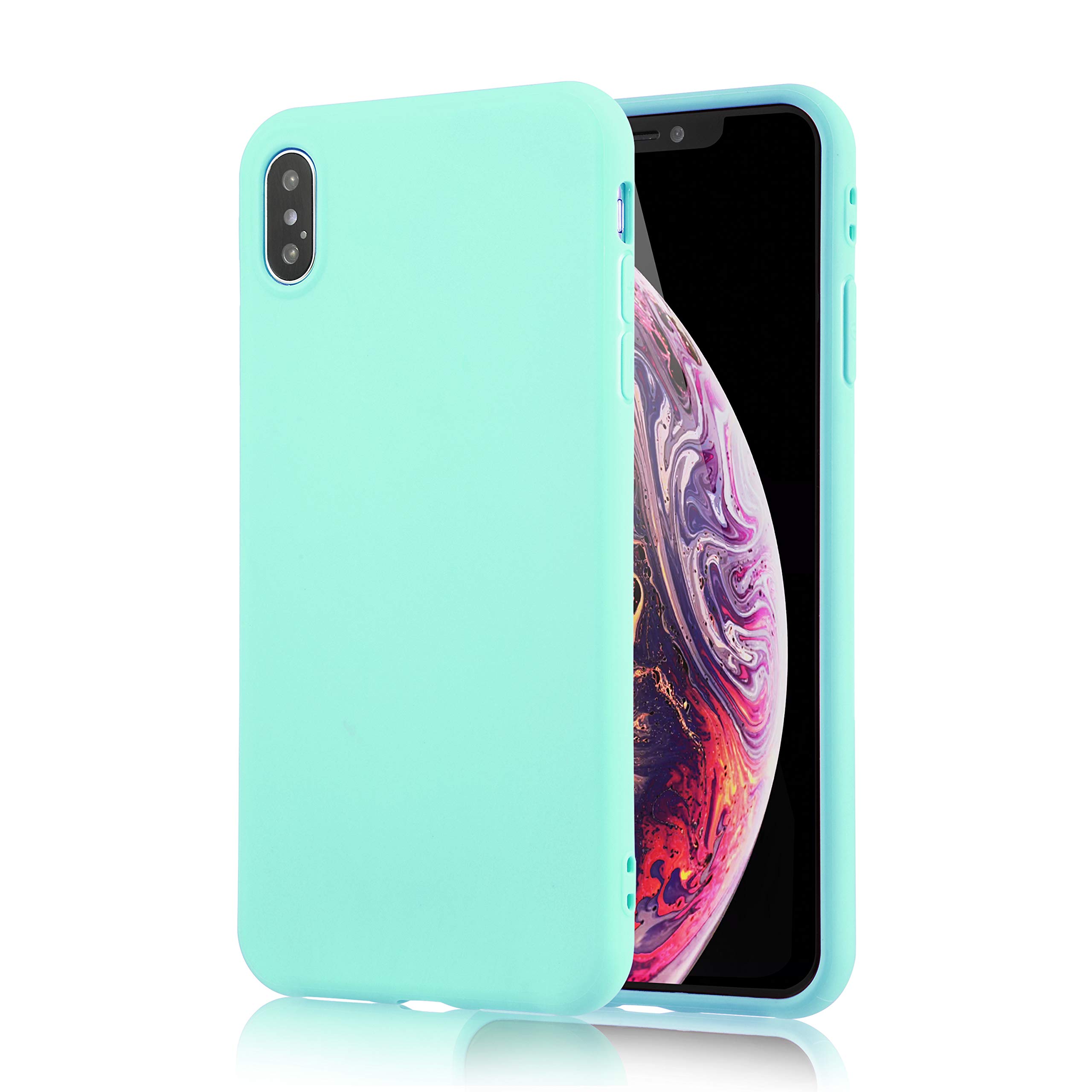 for iPhone Xs Turquoise Case, technext020 Shockproof Ultra Slim Fit Silicone iPhone 10 Green Cover TPU Soft Gel Rubber Cover Shock Resistance Protective Back Bumper for iPhone X Turquoise