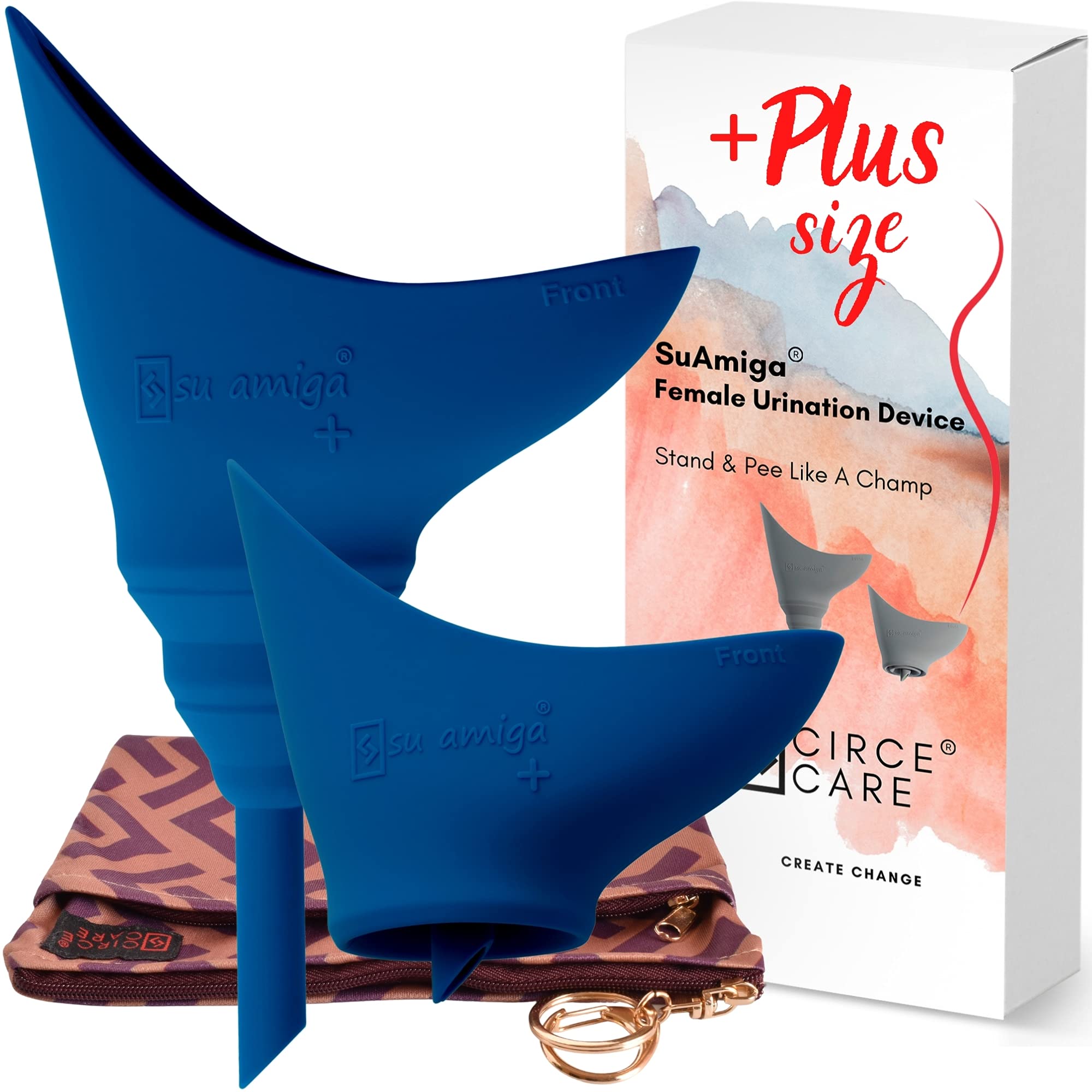 CIRCE CARE 2nd Gen SuAmiga Collapsible Female Urination Device Upgraded (Firm Top for Better Seal); Large Women Pee Funnel with Waterproof Bag; Portable Female Urinal to Pee Standing Up (Plus size)