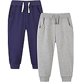 IjnUhb Boys Sweatpants,Toddlers Cotton Pull On Jogger Pants, Kids Elastic Waist Stretch Pants, 2-Pack