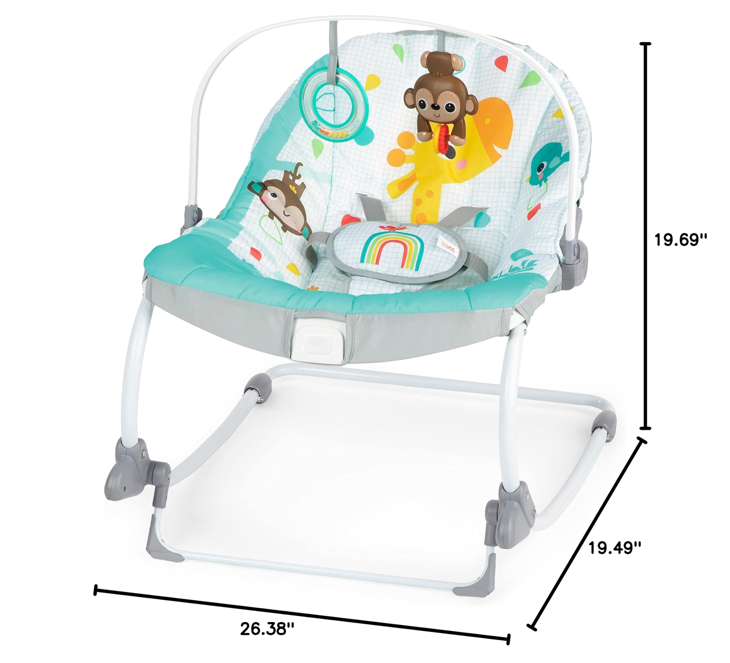 Bright Starts Wild Vibes Infant to Toddler Rocker with Vibrations, Unisex, Newborn +