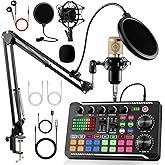 ALSO GO Podcast Equipment Bundle, Podcast Equipment with BM-800 Microphone(Gold) & F998 Sound Card, Recording Studio Equipment for Podcasting, Singing, Gaming, and Live Streaming YouTube Tiktok