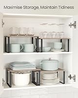 SONGMICS Spice Rack Set of 2 Expandable Kitchen Shelf Organisers Black Heather view 3