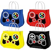 Epakh 16 Pcs Video Game Party Favor Bags Game Controllers Paper Reusable Gamer Goodie Treat Gift Bags with Handles for Baby Shower Video Gaming Theme Party Christmas Birthday Supplies(4 Colors)