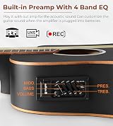 Vangoa 41 Inch Electric Acoustic Guitar 4 Band EQ Cutaway 4/4 Black view 3