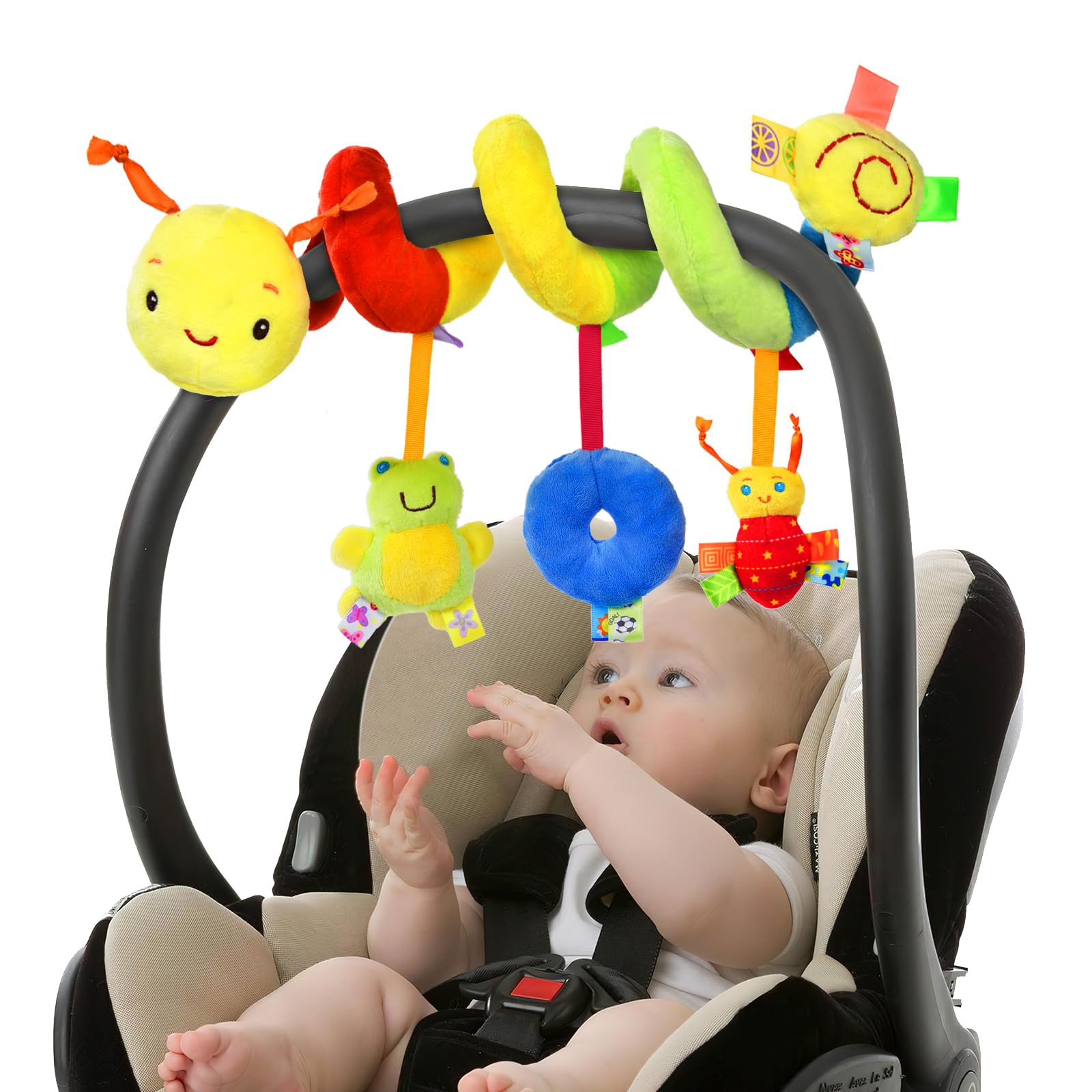Vicloon Spiral Pram Hanging Toys for Baby, Pram Toys, Baby Crib Spiral Toy, Wrap Around Pushchair Stroller/Car Seat/Crib Sensory Early Education Play Toy for Toddler Infant