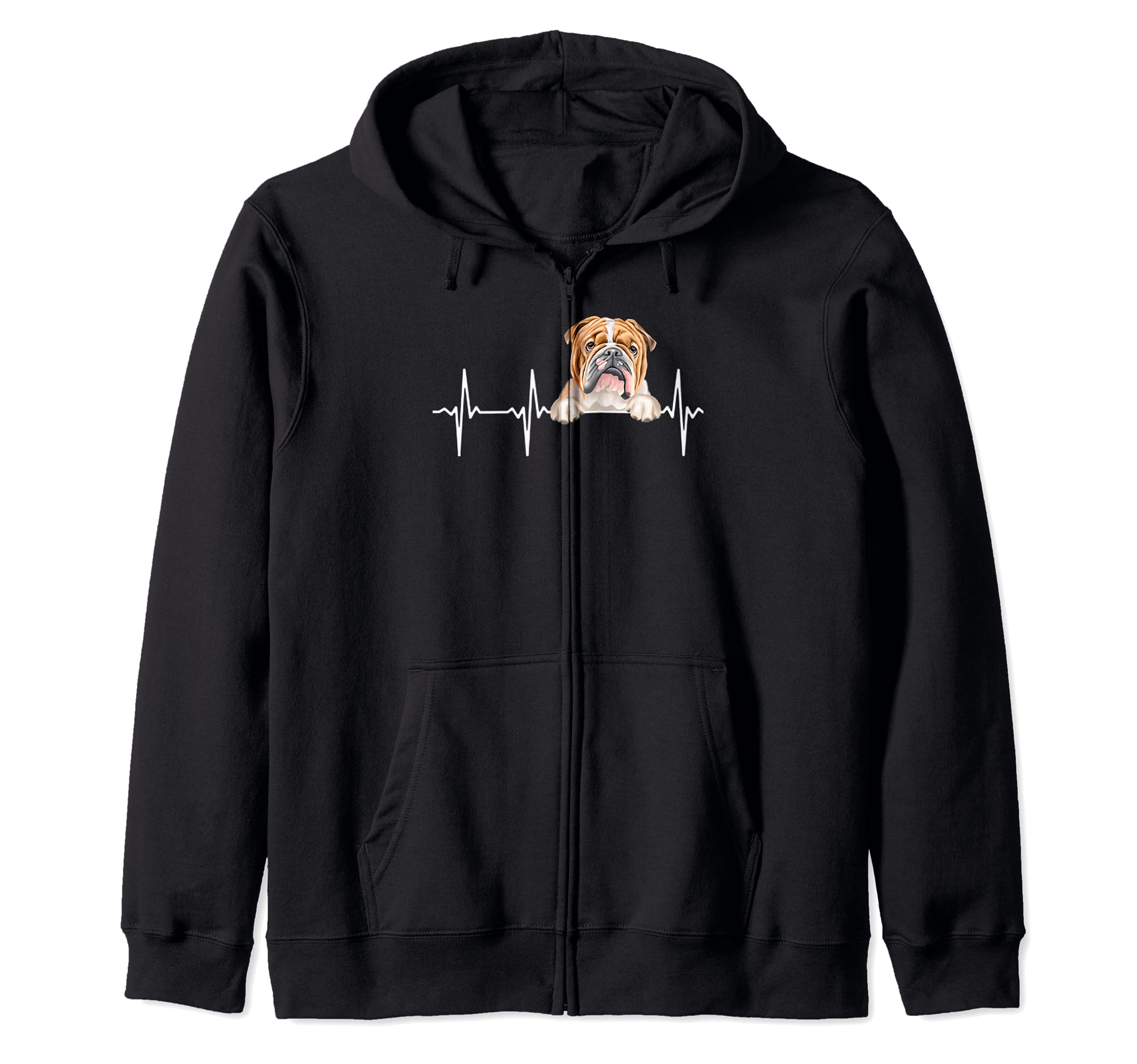 Funny Dog Heartbeat For Bulldog Lovers Zip Hoodie