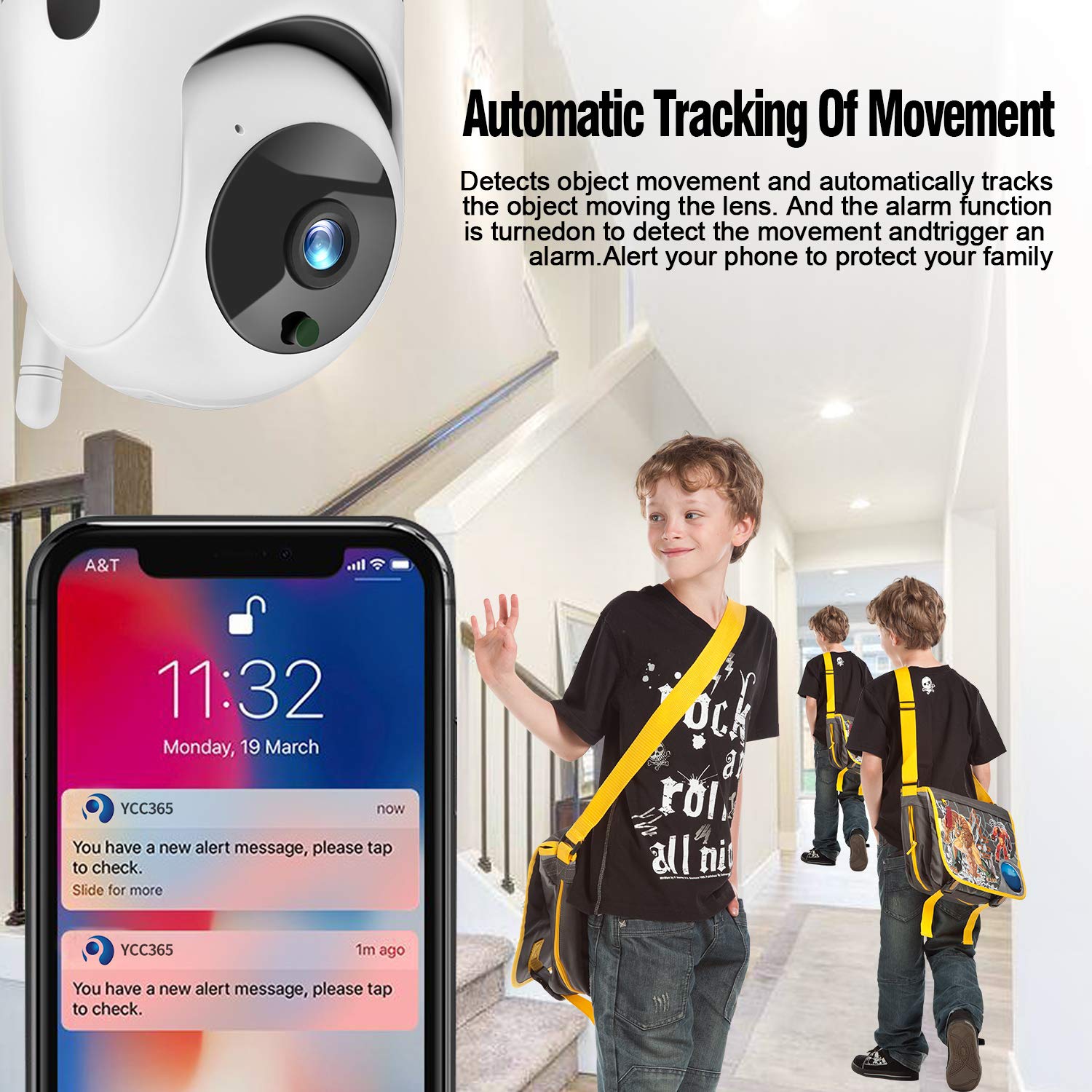 Wireless MINI Smart Camera Cloud Storage IP Camera 30 Days Free Cloud Storage Service,1080P Home Security Camera Motion Automatic Tracking/Two Way audio/Night Vision/Mobile View/ Baby Pet Monitor（1080P）