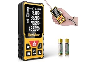 Laser Measurement Tool,DEGLASERS Laser Measure with Dual Angle Display,M/in/Ft Unit Switching,Backlit LCD, Digital Laser Distance Meter for Measure Distance (165FT)