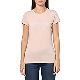 Armani Exchange Women's Short Sleeve Classic Script Logo Scoop Neck Tee, Milk Punch, Large