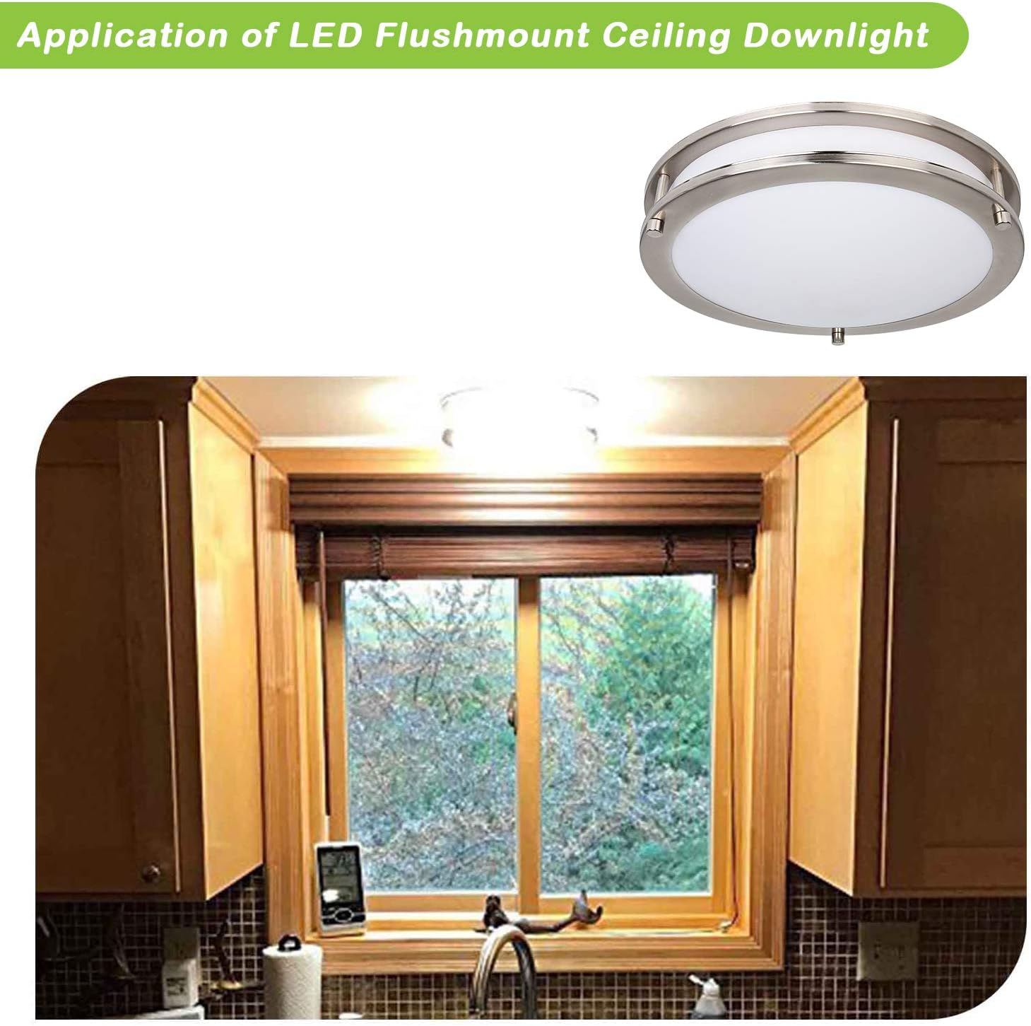 13 inch Flush Mount LED Ceiling Light Fixture, 3000K/4000K/5000K Adjustable Ceiling Lights, Brushed Nickel Saturn Dimmable Lighting for Hallway Bathroom Kitchen or Stairwell, ETL Listed - - 