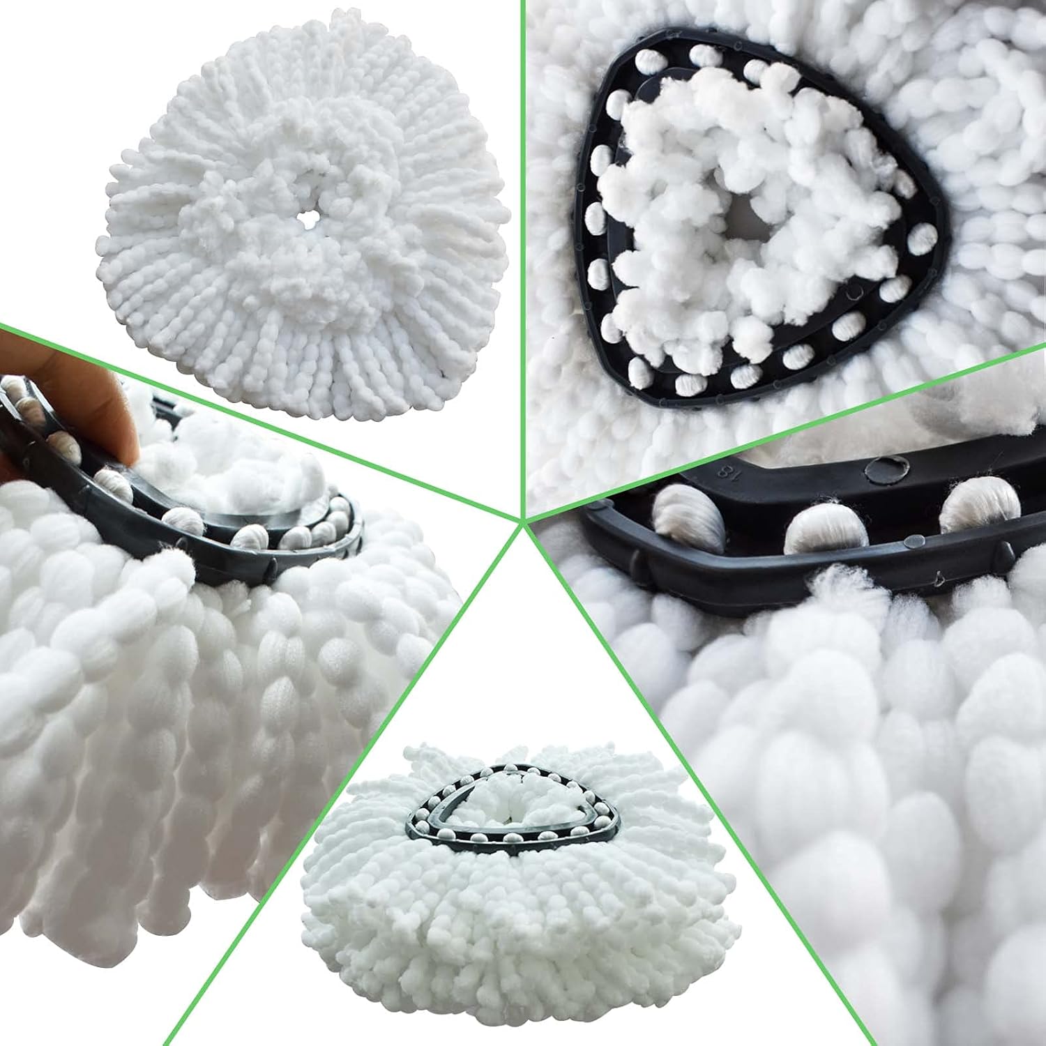 10Pack Spin Mop Replacement Head for O-Ceda, 100% Microfiber Washable Spin Mop Refill Head Replacement, 360° Spinning Micro Replacement Mop Head for Easy House Cleaning Floor Mopping: Health & Personal Care