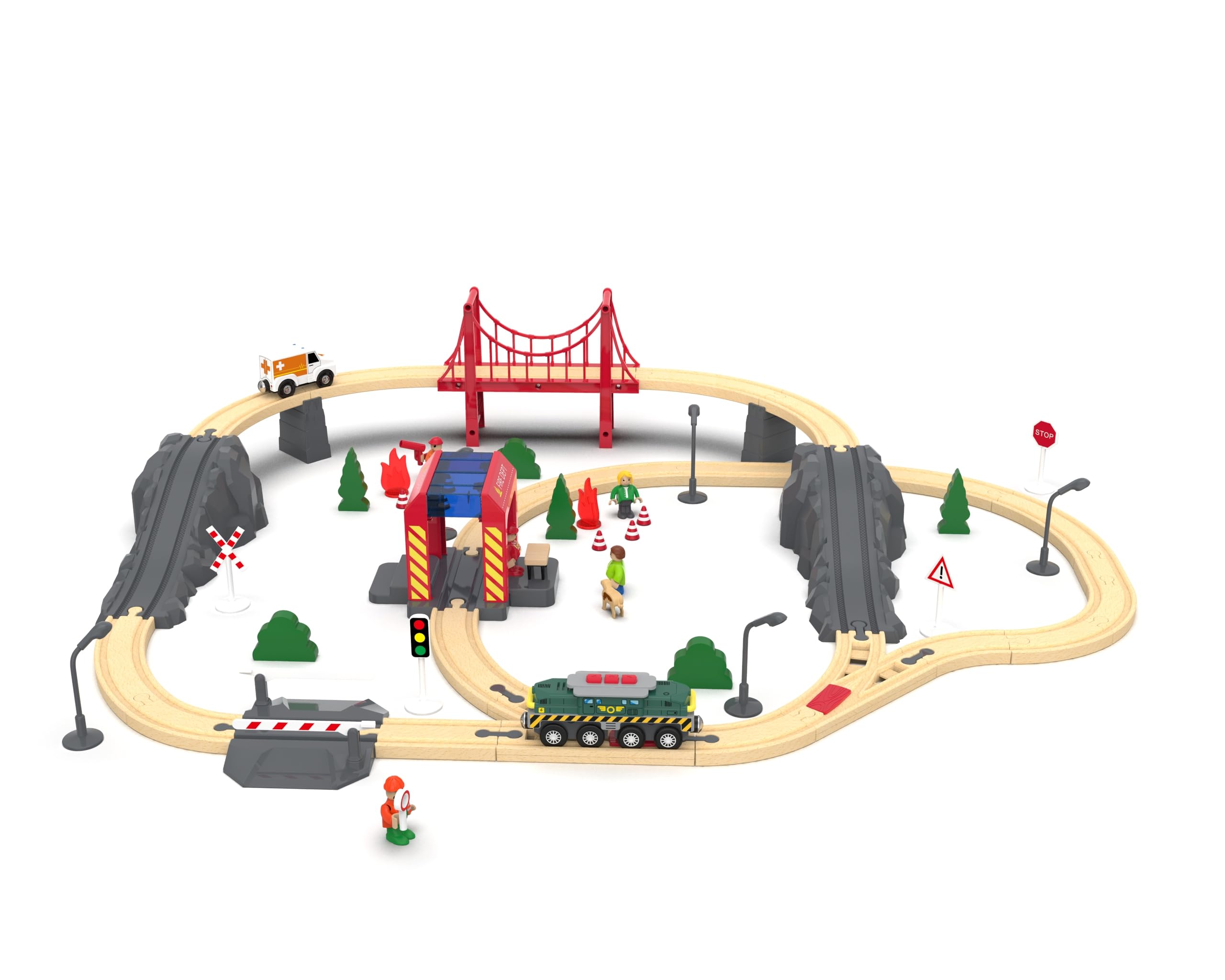 Train Toys for Wooden Train Tracks, Green Tank Battery Operated Locomotive with Magnetic Trains, Motorized Train Compatible with Thomas & Friends, Brio, Chuggington, Electric Train Sets for Kids