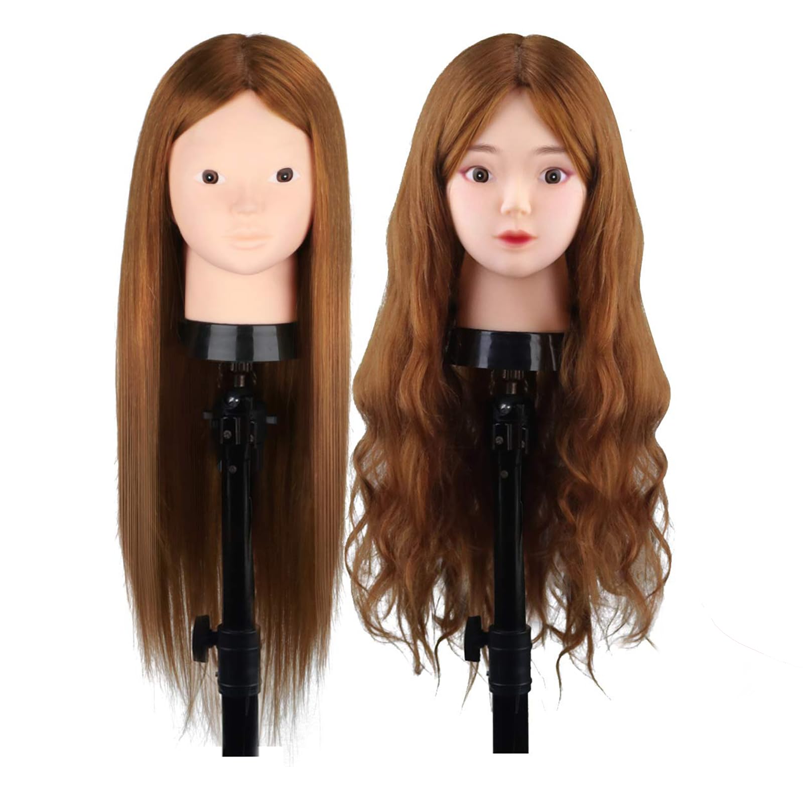 MYSWEETY 20 Inch 50% Real Human Hair Training Head Mannequin Head Cosmetology Hairdressing Mannequin Manikin Doll Head with Table Clamp Holder & DIY Hair Styling Braid Set