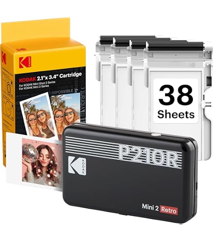KODAK Mini 3 Retro ブラック KODAK Mini 3 Retro 3x3 Portable Photo Printer, 4PASS, 8 Sheets
