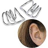 MiYa Jewelry Handmade Single Band Adjustable Ear Cuff, Sterling Silver Clip On Non Piercing Huggie Earrings for Women, Modern Minimalist Dainty Fake Ear Cartilage Clips