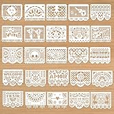 25 Reusable Mexican Stencil Template for Painting - Plastic Dia De Los Muertos Day of The Dead Stencils for Wood Wall Home Decor