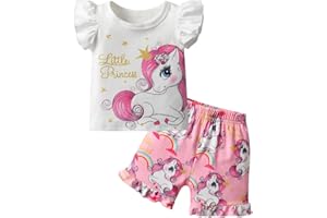 Morerich Infant Toddler Baby Girls Summer Clothes Sleeveless Animals Print T-Shirt Little Kids Tops Shorts 2Pcs Outfits Set
