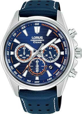 Hombre Sport Crono ESF Azul-Naranja Piel