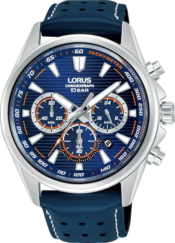 Hombre Sport Crono ESF Azul-Naranja Piel