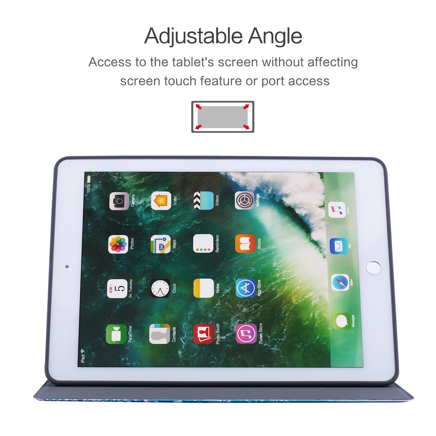 Dopup iPad 9.7 Case 2018/2017 iPad Case, Premium Leather Folio Case Cover for Apple iPad 9.7 inch, Multiple Viewing Angles Stand, Also Fits iPad Air 2/ iPad Air (Blue Mandara)