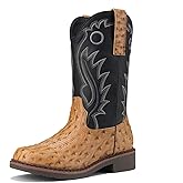 Rollda Boys Cowboy Boots Kids Western Boots Square Toe Girls Cowgirl Boots for Toddler/Little Kid/Big Kid
