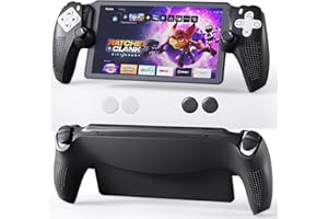 FUNDIARY Black Silicone Protective Case for PlayStation Portal Accessories, Non-Slip Soft Grip Cover Case with Full Protection Shock Absorption Handle Shell and 4 Thumb Cap for PS Portal Remote Player