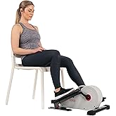 Sunny Health & Fitness Under Desk Pedal Elliptical Machine, Adjustable Resistance Leg Exerciser Home Workout While Sitting for Seniors, Optional Motorize or in Pink with SunnyFit App via Bluetooth