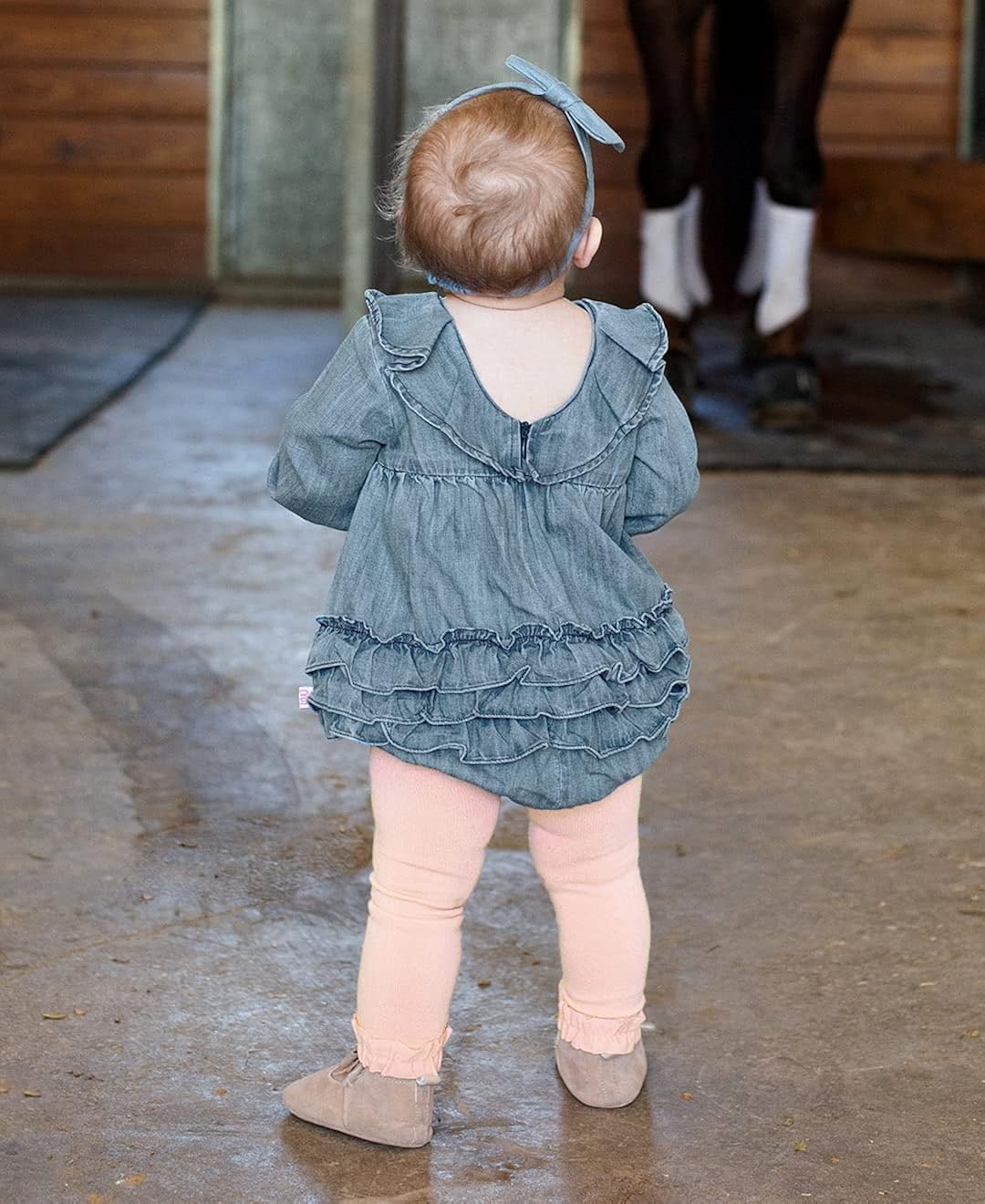 RuffleButts Girls Ankle Length Knit Footless Ruffle Tights: Clothing