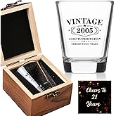 21st Birthday Gifts for Him 2026- Limited Edition Vintage 2005 Shot Glass with Wooden Box - Cheers To 21 Years Old, Finally 21st Birthday Party Decoration - Turning 21 Bday Gift for Men Brother Friend