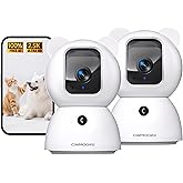 2.5K Indoor Camera 2pack, Non-Subscription AI Person/Pet/Cry Detection, 4MP Pet/Dog/Cat/Baby Camera w/Phone App, Pan Tilt 2.4GHz WiFi Cameras for Home Security, Night Vision, Full Duplex 2-Way Audio