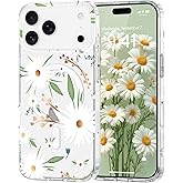 Pepmune Magnetic for iPhone 17 Pro Max Case Floral, Cute Luxury Clear Flower Cover for Women Girl Soft Elegant Plated [Compatible with Magsafe] Protective Phone Case for iPhone 17 Pro Max, White Daisy